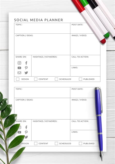 printable social media planner template