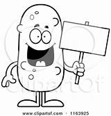 Pickle Coloring Holding Sign Mascot Cartoon Vector Clipart Outlined Cory Thoman Scared Mad Royalty sketch template
