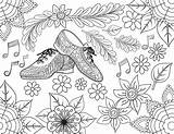 Jazz Drawn Coloring Shoes Hand Adult Book sketch template