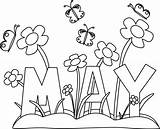 May Month Flowers Clip Clipart Calendar Coloring Pages Flower Kids Printable Plumbline Plumb Spring Line Mycutegraphics Cliparts Word Library Background sketch template
