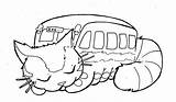 Totoro Bus Coloring Catbus Pages Drawing Chat Cat Neighbor Colouring Sleeping Coloriage Ghibli Studio 토토로 Miyazaki Book Line Deviantart Printable sketch template