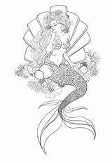 Kleurplaat Zeemeermin Sirenas Kleurplaten Volwassenen Sirena Criaturas Stencils Erwachsene Mermaids Meerjungfrauen Fantásticas Rostro Downloaden Siren sketch template