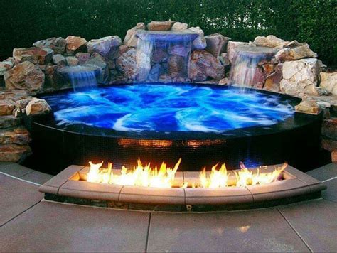 Hot Tub Landscaping Fire Water And Lights For Outdoors Hot Sex Picture