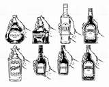 Alcohol Bottles Vector Bottle Whiskey Sketch Whisky Set Icons Drawing Glass Liquor Clipart Line Hand Wine Old Illustration Paintingvalley Outline sketch template
