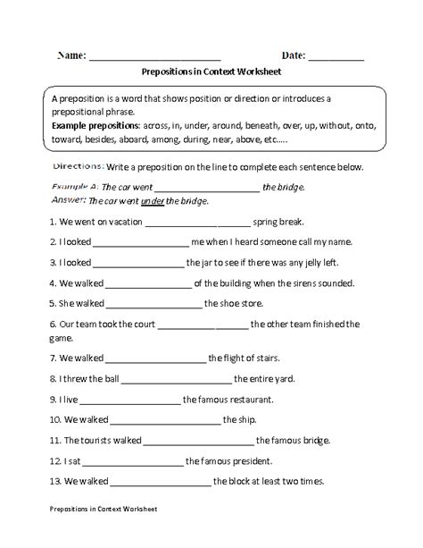 englishlinxcom prepositions worksheets