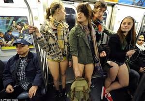 flesh alert new yorkers strip off for the 11th annual no pants subway