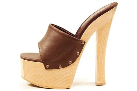Soca Shoes Candy Brown High Heel Wood Platform Slip On