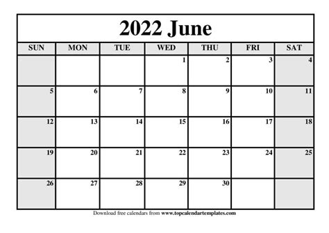 june  printable calendar  templates