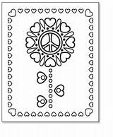 Peace Sign Coloring Hearts Flower Pages sketch template