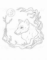 Wolf Moon Coloring Printable Instant sketch template