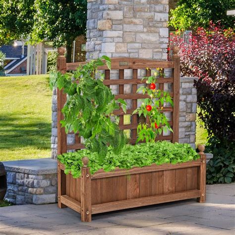 Costway Solid Wood Planter Box with Trellis Weather