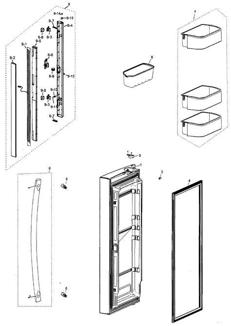 left door diagram parts list  model rfaers samsung parts refrigerator parts