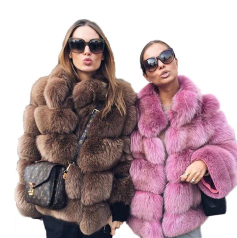womens faux fox hair fur coat brown purple fashion shaggy fur female winter warm coats