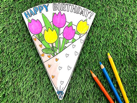 happy birthday coloring card  birthday card printable etsy