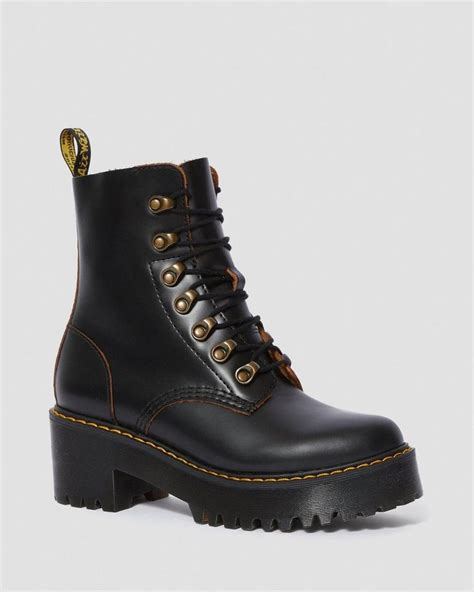 dr martens leona womens vintage smooth leather heeled boots