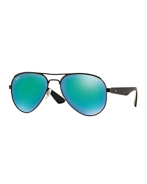 lyst ray ban mirrored iridescent aviator sunglasses  green