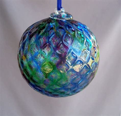 Hand Blown Art Glass Christmas Ornament Ball Suncatcher