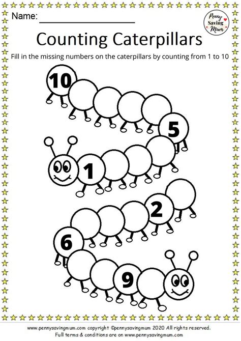 easy caterpillar counting worksheet