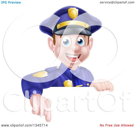 clipart   cartoon happy caucasian male police officer pointing