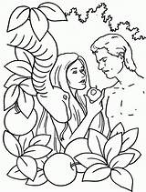 Adam Eve Eden Garden Color Coloring Pages Bible Eva Print sketch template