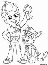 Patrouille Ryder Paw Chase Medaille Coloringoo Marshall Everest Colouring Uncolored Skye Rocky sketch template