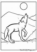 Wolf Coloring Pages Wolves Moon sketch template
