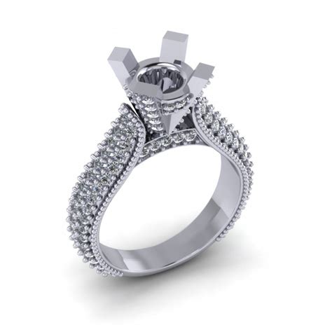 ct ladies  cut diamond semi mount ring  pave setting