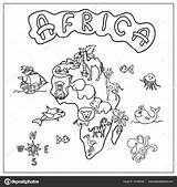 Africa Continent Continente Ausmalbild Kontinente Dieren Malvorlage Kontinent Malvorlagan Kleurplaten Savane Kaart sketch template