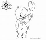 Porky Pig Coloring Pages Tunes Looney Clip Kids Printable Color sketch template