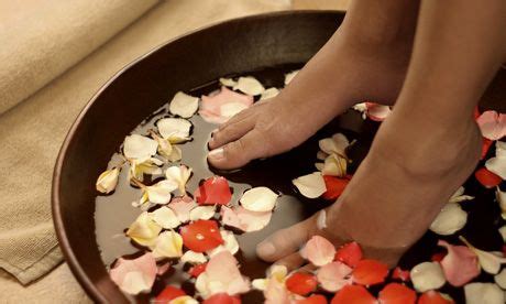feet soaking  rose petal bath foot spa treatment spa treatments
