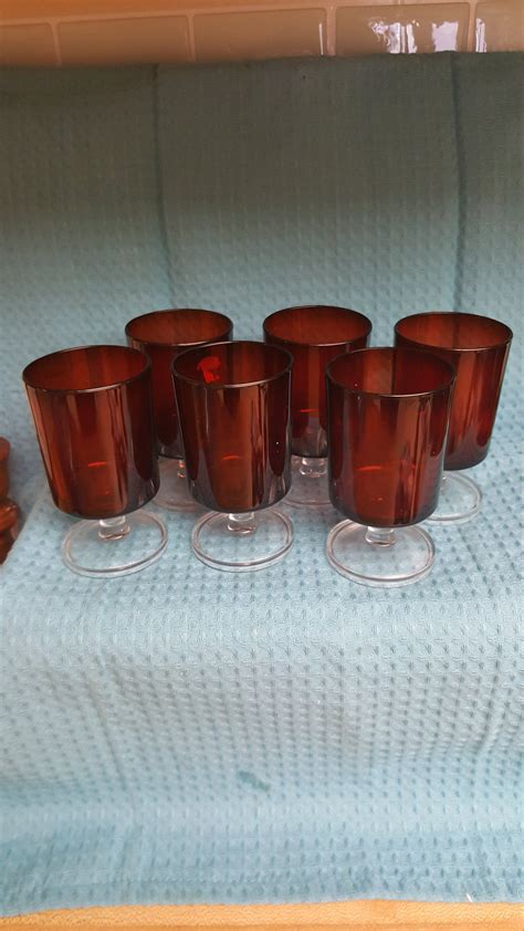 vintage ruby red goblets wine glasses set of 6 christmas etsy