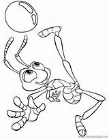 Coloring Flik Life Bug Pages Disneyclips Playing Ball sketch template