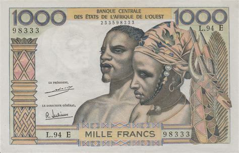 west african states mauritania  signature  franc note bef