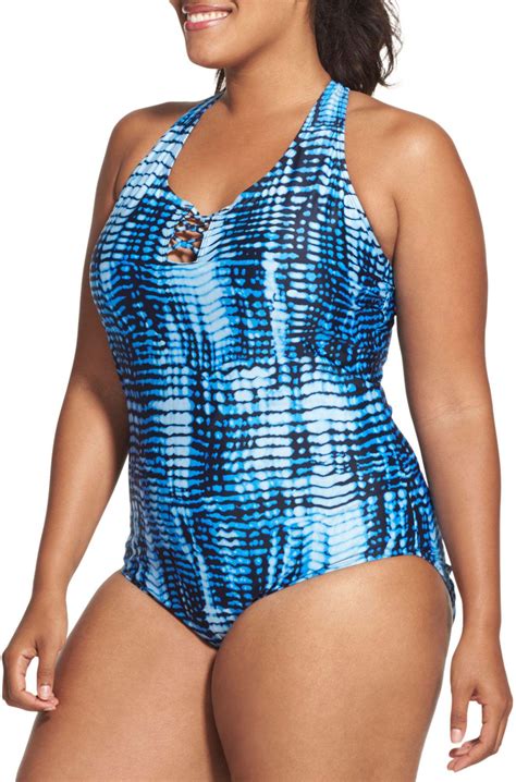 Speedo Plus Size Knotted Racerback One Piece Swimsuit In