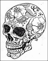 Coloring Pages Adults Skull Skulls Printable Sugar Drawing Print Tattoo Hard Sheets Colouring Tattoos Book Choose Board sketch template