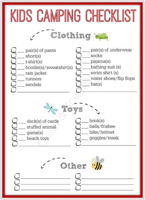 kids camping checklist clean  scentsible