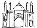Ausmalbilder Islamic Mosque Moschee Colouring Masjid Use Malvorlagen sketch template