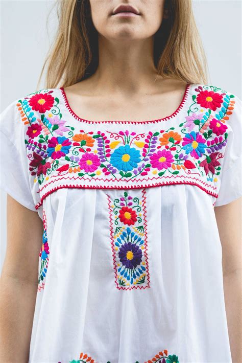 Authentic Oaxacan Embroidered Dress Blusa Bordada A Mano Ropa