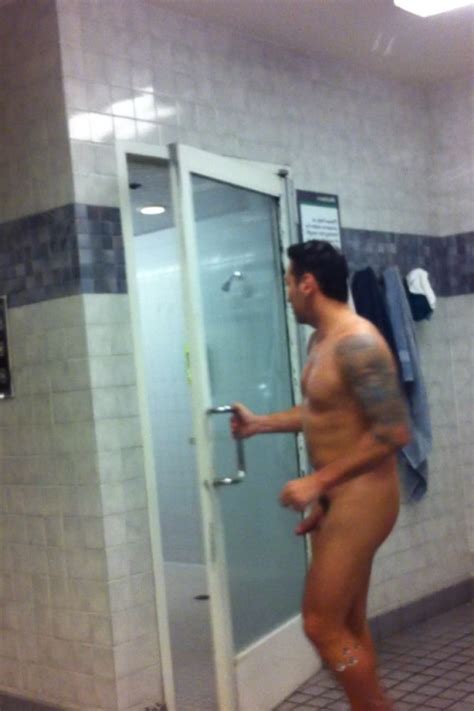 muscle mature hunk drying off after gym shower my own private locker room