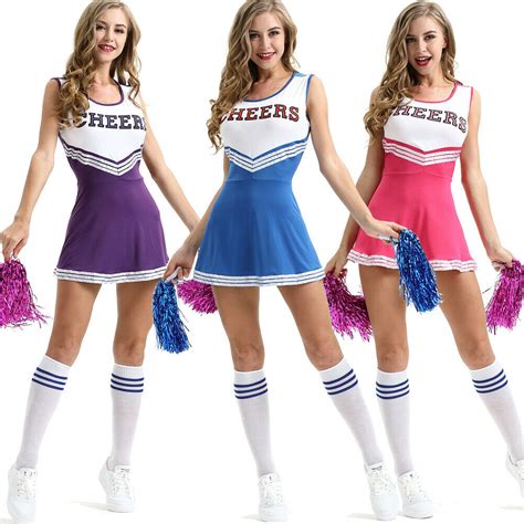 Girls Cheerleader Costume High School Cheer Leader Fancy Dress Dancing