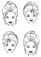 Coloring Hairstyle sketch template