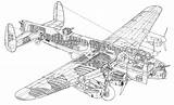 Lancaster Bomber Schematic Cutaway Wwii Lanc Airplanes Squadron Cutaways sketch template