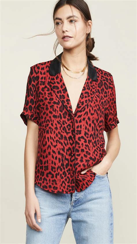 womens tops rta flynn blouse red leopard p entech