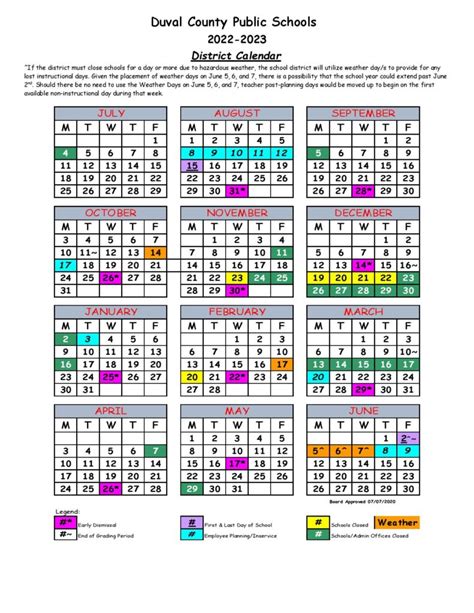 duval county schools calendar    calendar  update