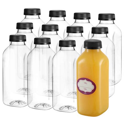 buy dilabee  oz empty plastic juice bottles  lids  pack small square drink containers