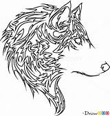 Wolf Drawing Tribal Draw Tattoo Tattoos Line Drawings Animals Wolves Wild Step Tutorials Drawdoo Webmaster Choose Board sketch template