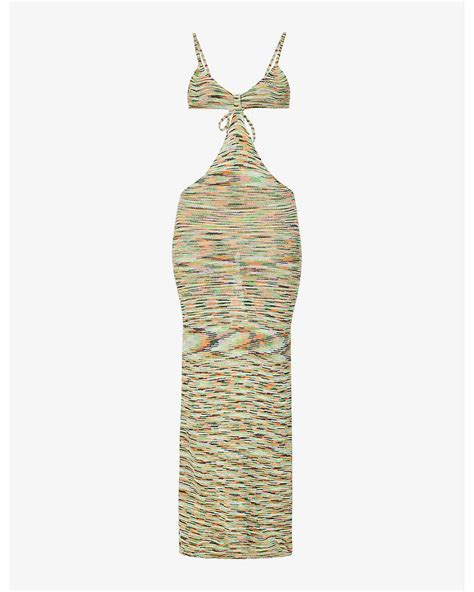 Jaded London Spacedye Print Cut Out Knitted Maxi Dress In Metallic Lyst