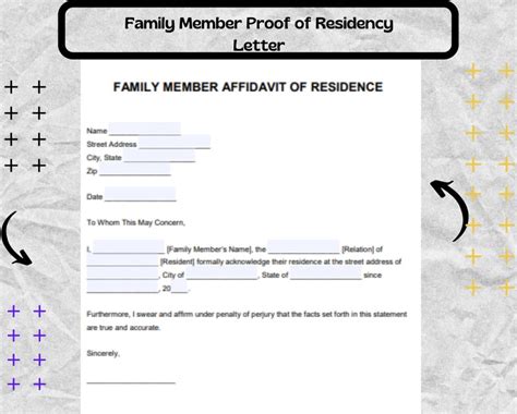 family member proof  residency letter family member proof etsy