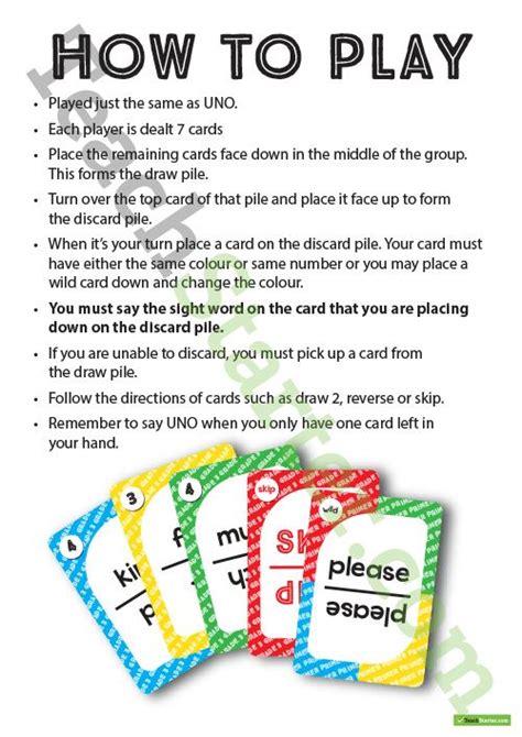 uno card game rules printable ustree