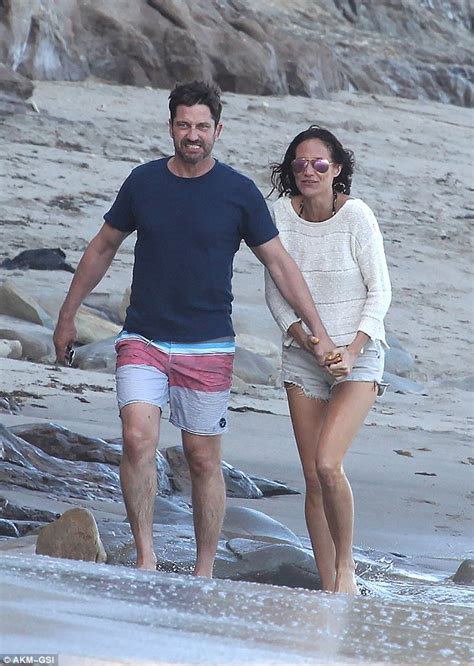 gerard butler and girlfriend morgan brown hit malibu beach together daily mail online